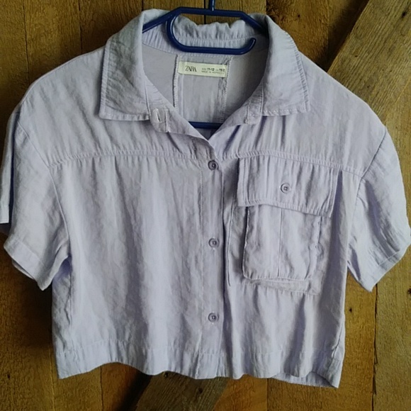 Zara lilac crop button down shirt girls 11/12 - Picture 1 of 3